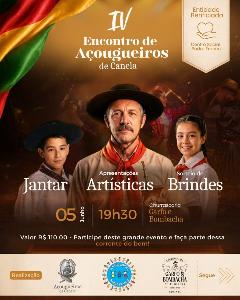 IV Encontro de Açougueiros de Canela promove jantar beneficente